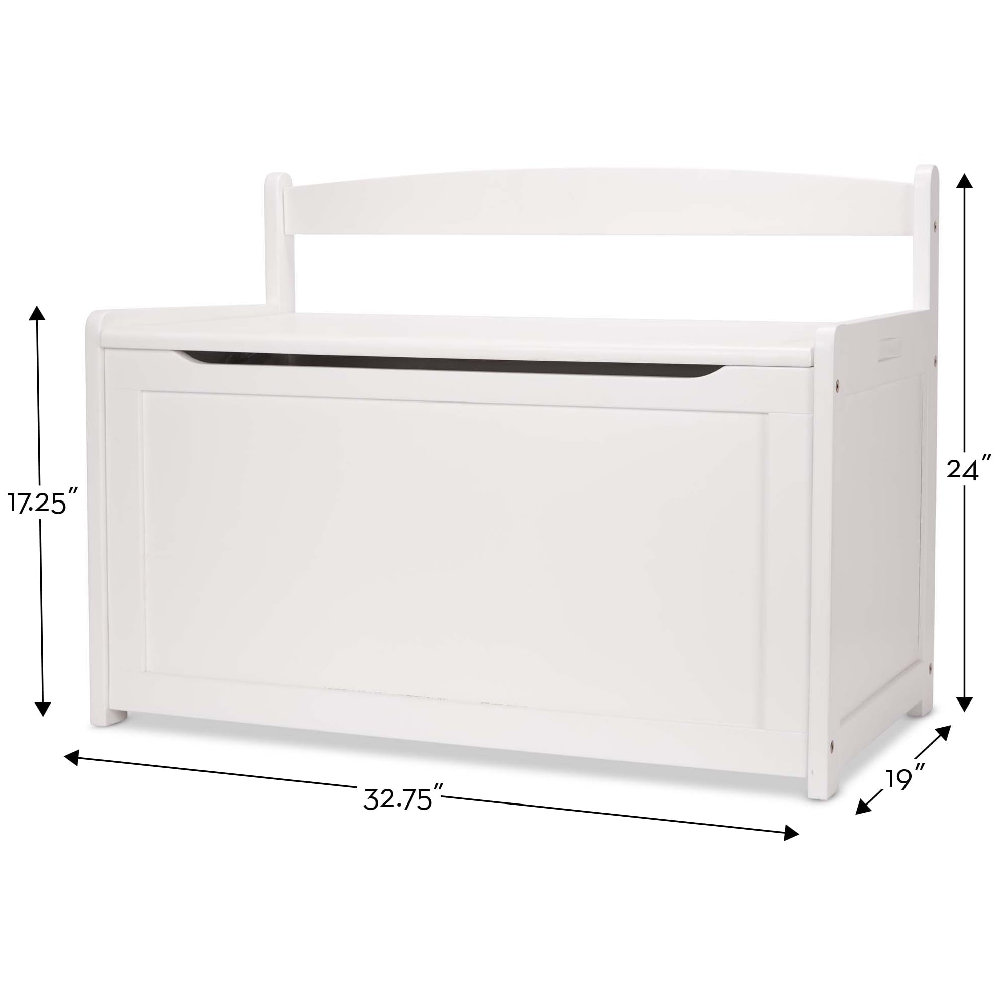 Melissa & Doug Wooden Toy Chest, Toy Storage Box (White) with Hinged-Lid, Playroom Furniture for Kids Ages 3+ [Wood]