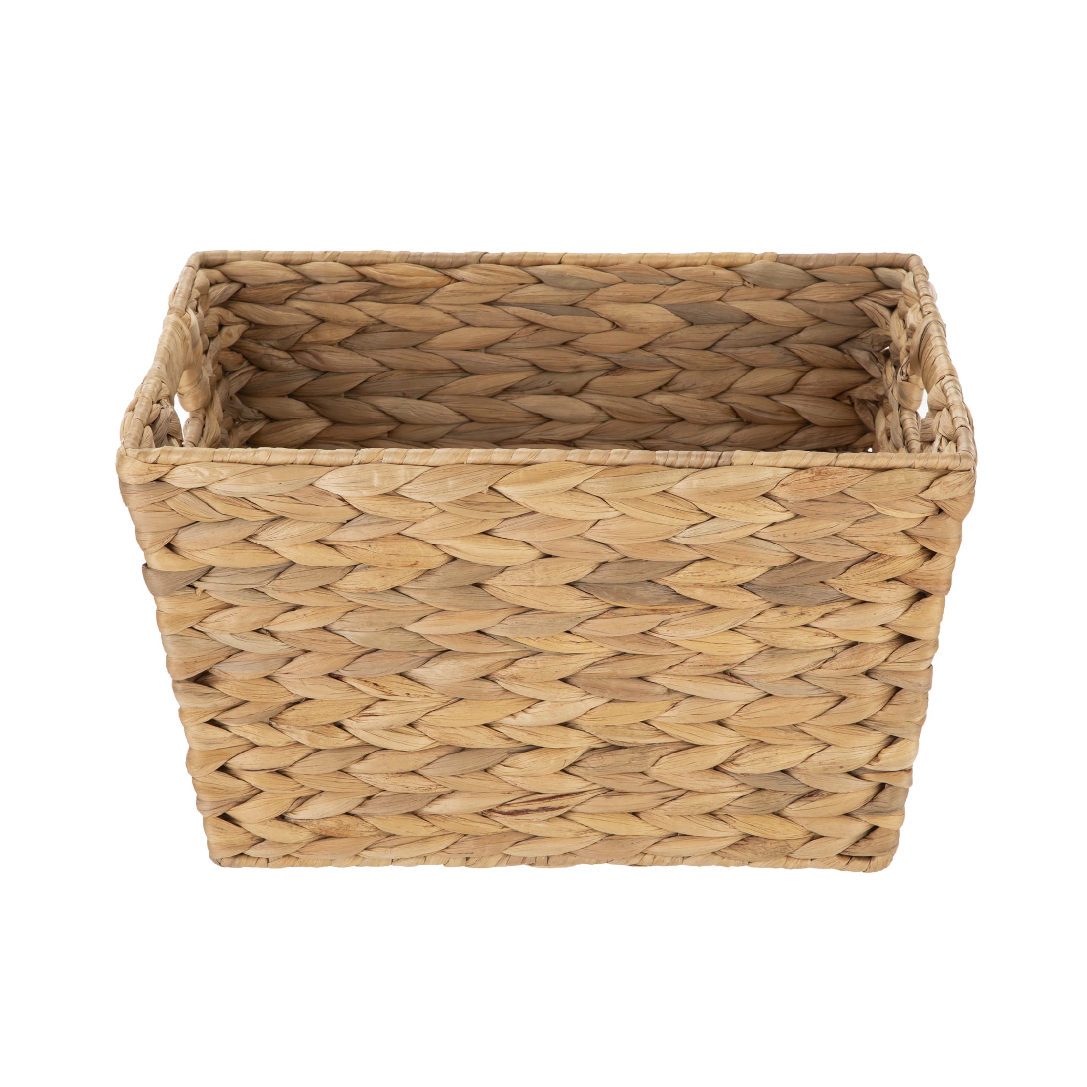 (2 pack) Better Homes & Gardens Large Water Hyacinth Decorative Storage Basket with Handles, 14 in x 11 in x 8.5 in