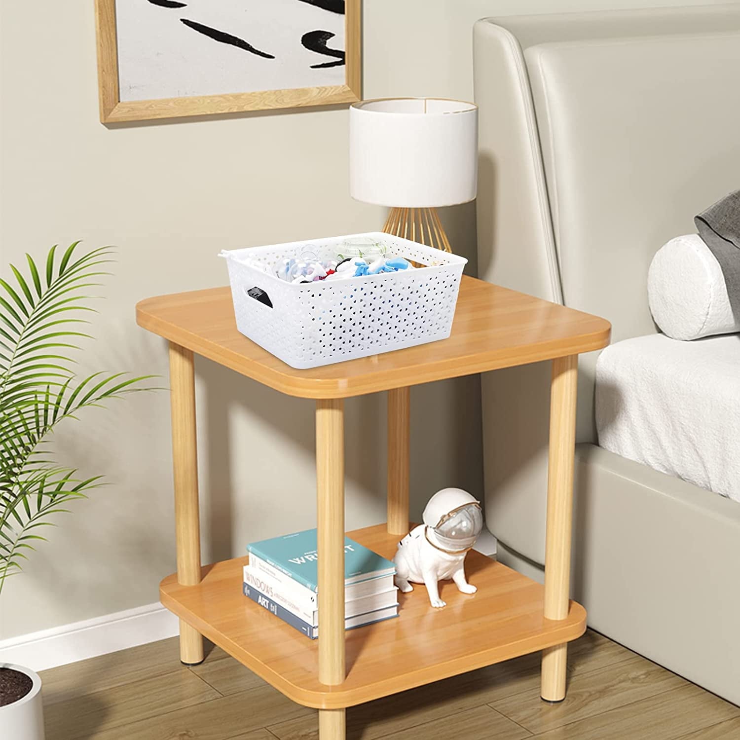 Woven Plastic Basket, Plastic Storage Baskets, White, 11.41" x 8.9" x 4.6", Pack of 4, F