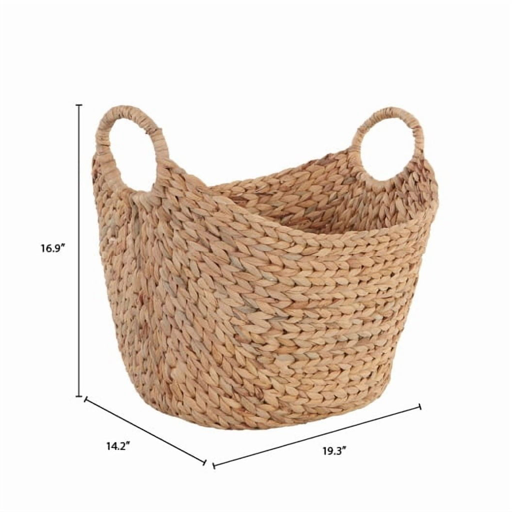 Better Homes & Gardens Extra Large Natural Woven Water Hyacinth Boat Decorative Storage Basket, 19 in x 17 in x 14 in