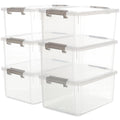 17 QT Clear Storage Bins with Lids Large Stackable Plastic (6 Pack) 15.9x11.6x7.3"