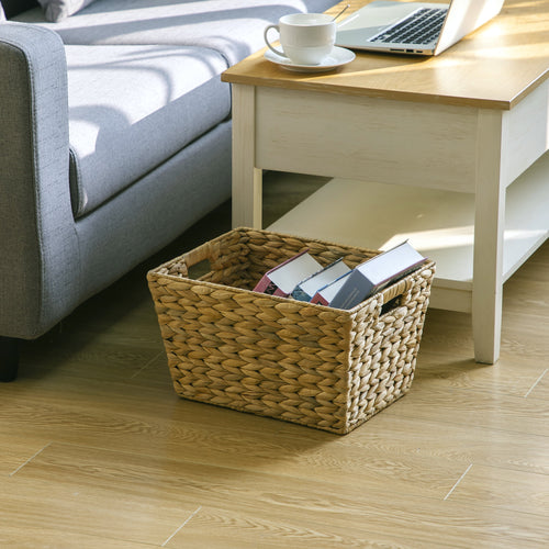 (2 pack) Better Homes & Gardens Large Water Hyacinth Decorative Storage Basket with Handles, 14 in x 11 in x 8.5 in