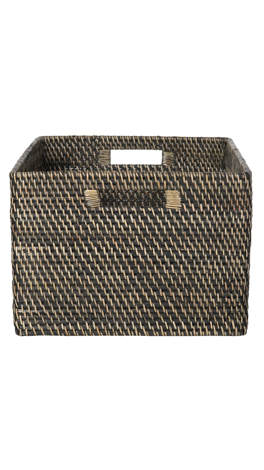 Kouboo Loma Rectangular Decorative Rattan Storage Basket With Handles, Coastal-Inspired Handwoven, Home Organization, Honey Brown